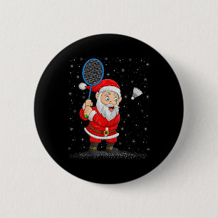 Badge Rond 5 Cm Sports de badminton Père Noël Jouant au badminton