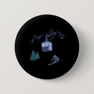 Badge Rond 5 Cm Sports d'hiver Ski Scène de neige Station de ski v