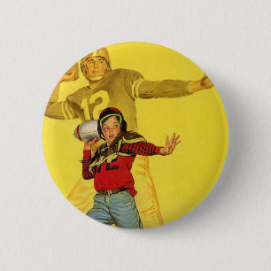 Badge Rond 5 Cm Sports Vintage, garçon futur quart-arrière de foot