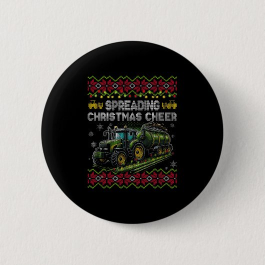 Badge Rond 5 Cm Spreading Christmas Cheer Farming Tractor Ugly Swe (Devant)