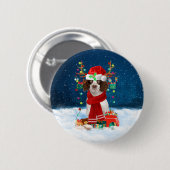 Badge Rond 5 Cm Springer anglais Spaniel chien avec cadeaux de Noë (Devant & derrière)