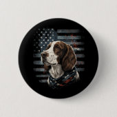 Badge Rond 5 Cm Springer Spaniel Chien Drapeau Américain (Devant)