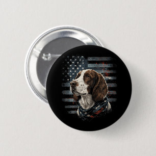 Badge Rond 5 Cm Springer Spaniel Chien Drapeau Américain