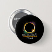 Badge Rond 5 Cm Springs Texas Totalité Total Solaire Eclipse 2024 (Devant & derrière)