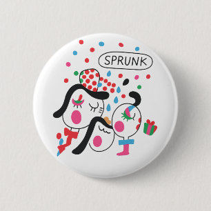 Badge Rond 5 Cm SPRUNK Caractères de fête de dessin coloré Art Imp