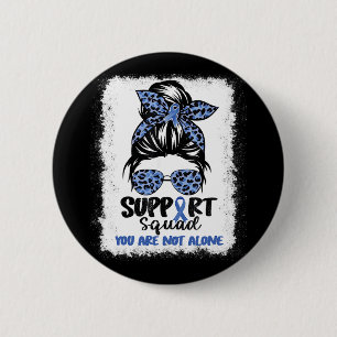 Badge Rond 5 Cm Squad Messy Bun Blue Warrior Alopecia Sensibilisat