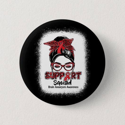 Badge Rond 5 Cm Squad Messy Bun Burgundy Ribbon Brain Aneurysm 1 (Devant)