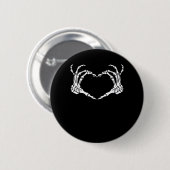 Badge Rond 5 Cm Squelette Coeur main Signer Costume Drôle Hallowee (Devant & derrière)