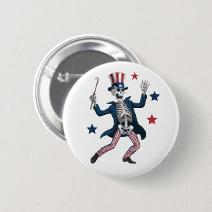 Badge Rond 5 Cm Squelette dansant du 4 juillet