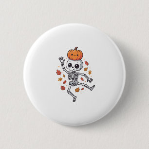 Badge Rond 5 Cm Squelette dansant Halloween mignon avec tête de ci