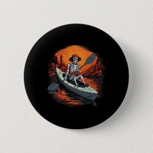 Badge Rond 5 Cm Squelette de canoë drôle de kayak canoë Halloween