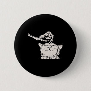 Badge Rond 5 Cm Squelette de chat Main Costume Halloween paresseux