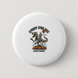 Badge Rond 5 Cm Squelette de dinosaure Halloween Vintage Trick Rid