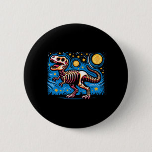 Badge Rond 5 Cm Squelette de dinosaure T Rex nuit étoilée garçons 