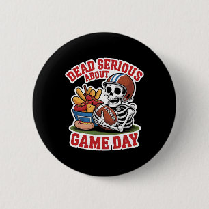 Badge Rond 5 Cm Squelette De Football Grave Avec Snacks Pour H
