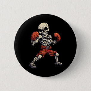 Badge Rond 5 Cm Squelette de kickboxing drôle de kickboxeur de box