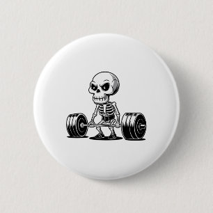 Badge Rond 5 Cm Squelette de l'entraînement Deadlifter Funny Gym L