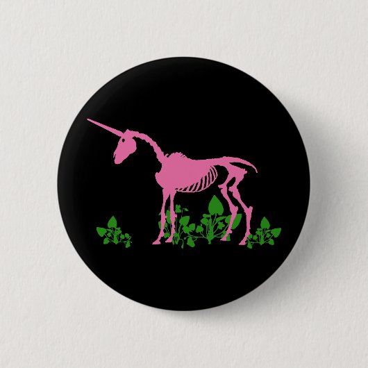 Badge Rond 5 Cm Squelette de licorne rose (Devant)