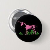 Badge Rond 5 Cm Squelette de licorne rose (Devant & derrière)