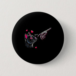 Badge Rond 5 Cm Squelette de main de chat noir Boop Saint-Valentin