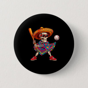 Badge Rond 5 Cm Squelette de mariachi baseball cinco de mayo mexic