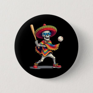 Badge Rond 5 Cm Squelette de Mariachi Bysebyll Cinco De Mayo Mexic