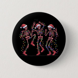 Badge Rond 5 Cm Squelette de Noël Squelette dansant Lumières Joyeu