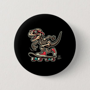 Badge Rond 5 Cm Squelette de T-rex Rétro Dinosaure Skateboarding G