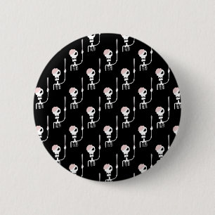 Badge Rond 5 Cm squelette d'Halloween avec une épée