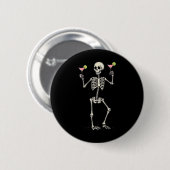 Badge Rond 5 Cm Squelette d'Halloween buvant queue cosmopolite (Devant & derrière)