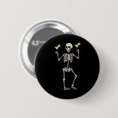 Badge Rond 5 Cm Squelette d'Halloween buvant une queue de Margarit (Devant & derrière)