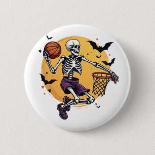 Badge Rond 5 Cm Squelette éffrayant Dunking Basketball Graveyard H