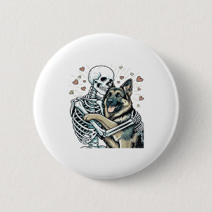 Badge Rond 5 Cm Squelette enlaçant un berger allemand � Unique got