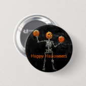 Badge Rond 5 Cm Squelette et Jack O'Lanterns (Devant & derrière)