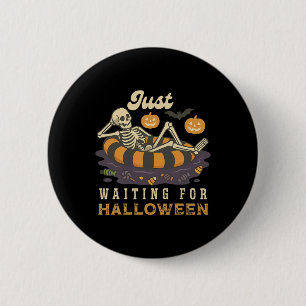 Badge Rond 5 Cm Squelette Été éffrayant En Attente D'Halloween