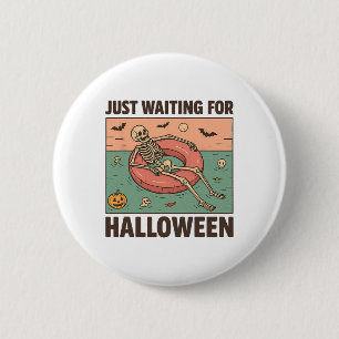 Badge Rond 5 Cm Squelette Été éffrayant En Attente D'Halloween
