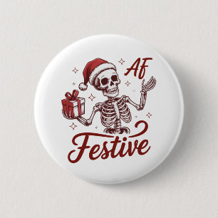Badge Rond 5 Cm Squelette festif af Snarky Noël Sarcasme 