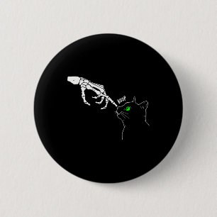 Badge Rond 5 Cm Squelette Halloween drôle sur le nez d'un chat