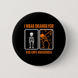 Badge Rond 5 Cm Squelette Je Porte Orange Pour La Sensibilisation 