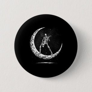 Badge Rond 5 Cm Squelette jouant de la guitare pour groupe de rock