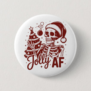 Badge Rond 5 Cm Squelette joyeux AF Snarky Noël Sarcasme Drôle