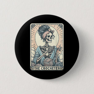 Badge Rond 5 Cm Squelette La Tricoteuse Maman Carte de Tarot Trico