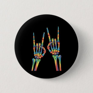 Badge Rond 5 Cm Squelette Main Arc-en-ciel Fierté LGBTQ Gay Lesbie
