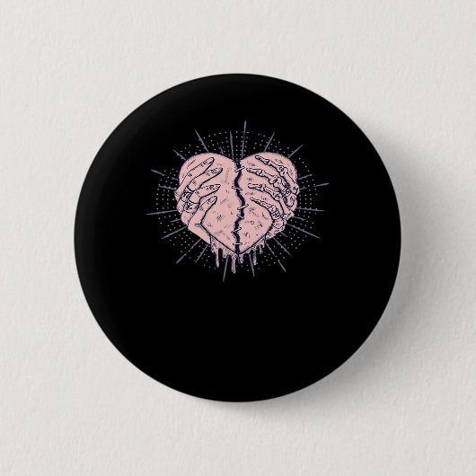Badge Rond 5 Cm Squelette Main Avec Coeur Classique (Devant)