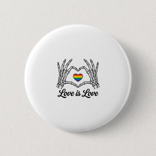 Badge Rond 5 Cm Squelette Mains Arc-en-ciel Cœur Amour Est Amour C