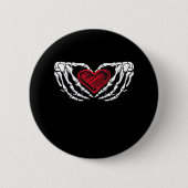 Badge Rond 5 Cm Squelette Mains Avec Coeur Classique (Devant)