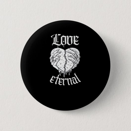 Badge Rond 5 Cm Squelette Mains Coeur Gothique Classique (Devant)