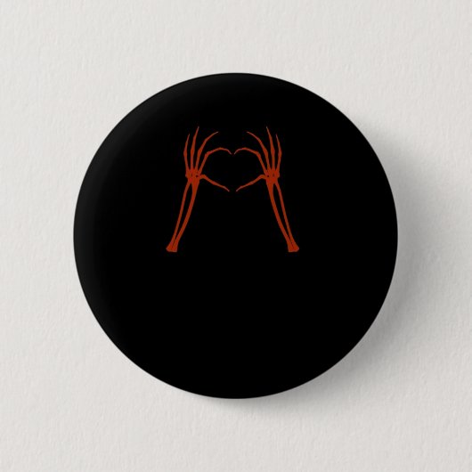 Badge Rond 5 Cm Squelette Mains Coeur Signer Costume Drôle Hallowe (Devant)