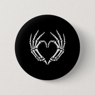 Badge Rond 5 Cm Squelette Mains Coeur Signer Retro Costume Hallowe