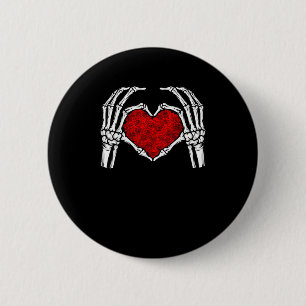 Badge Rond 5 Cm Squelette Mains de coeur Signe Saint Valentin Mign